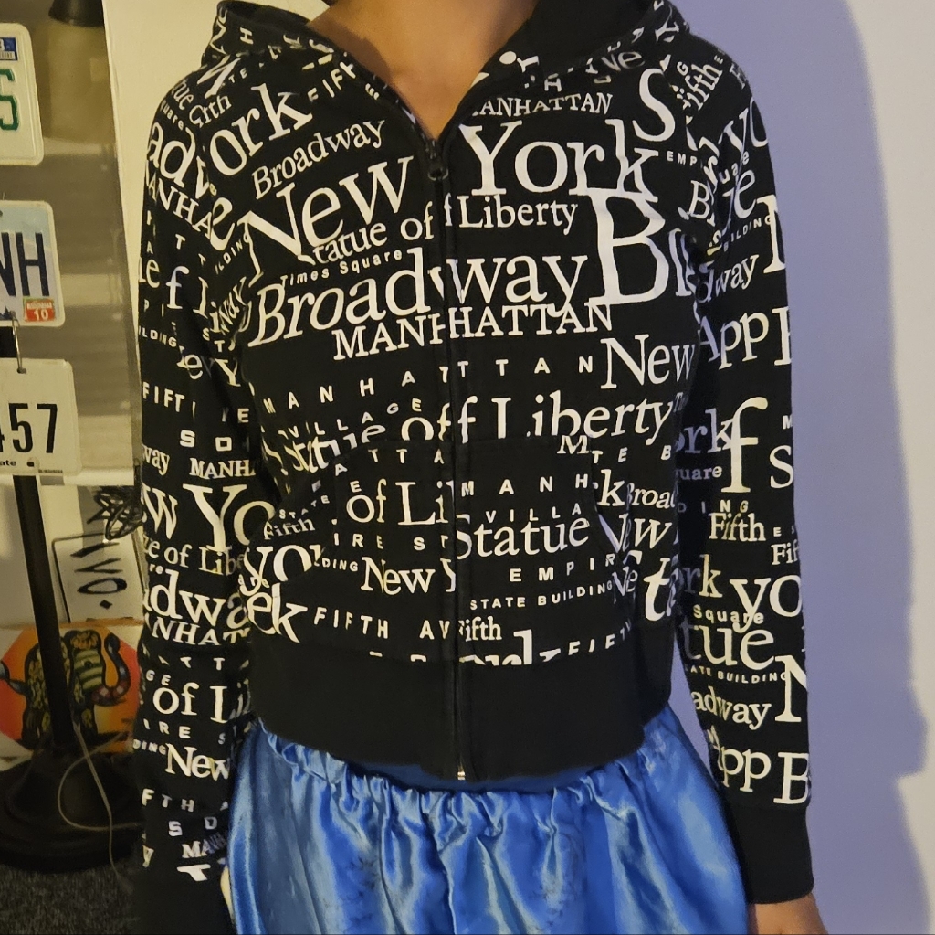 Y2k Vintage Black And White Nyc Graphic Hoodie